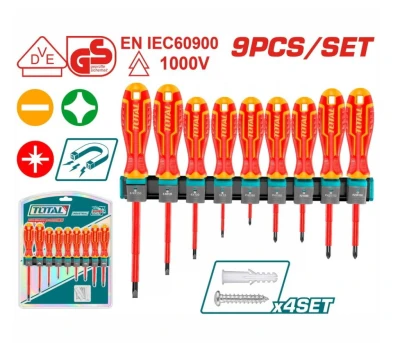 TOTAL JUEGO DE DESTORNILLADORES AISLADOS 9PCS THTIS596 World Shop