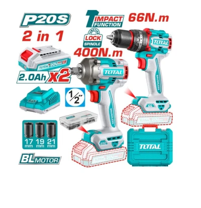 TOTAL COMBO TALADRO + LLAVE DE IMPACTO TCKLI20275 World Shop