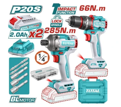 TOTAL COMBO TALADRO PERCUTOR + ATORNILLADOR DE IMPACTO TCKLI20277 World Shop