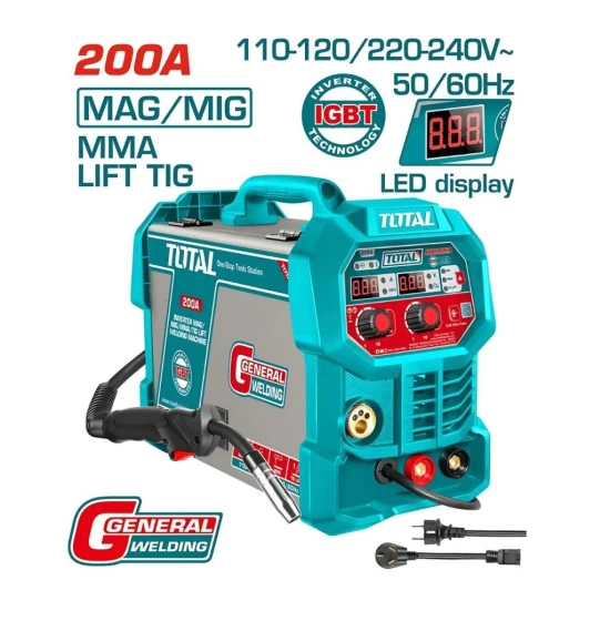 TOTAL  MÁQUINA DE SOLDAR 200A MIG/MAG/MMA/TIG UTMGT20058 World Shop