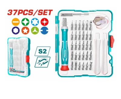 TOTAL JUEGO DE DESTORNILLADORES ELECTRÓNICOS 37PCS  TACSD30376 World Shop