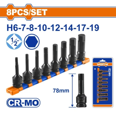 WADFOW  DADOS DE IMPACTO HEXAGONALES  8PCS 78MM CRMO  WMS3408  World Shop WADFOW  DADOS DE IMPACTO HEXAGONALES  8PCS 78MM CRMO  WMS3408  World Shop