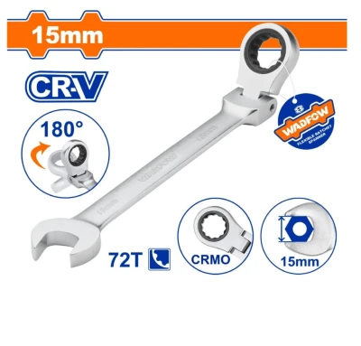 WADFOW LLAVE COMBINADA CON RACHET FLEXIBLE 15 WSA6115  World Shop WADFOW LLAVE COMBINADA CON RACHET FLEXIBLE 15 WSA6115  World Shop