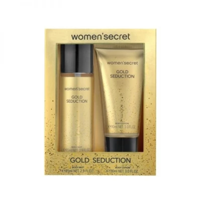 SET  WOMEN SECRET GOLD SEDUCTION BODY MIST 85ML+ BOY LOTION  90ML World Shop
