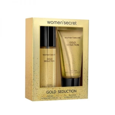 SET  WOMEN SECRET GOLD SEDUCTION BODY MIST 85ML+ BOY LOTION  90ML World Shop