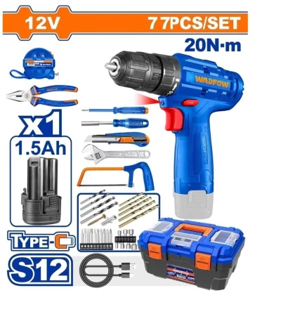 WADFOW  JUEGO DE HERRAMIENTAS TALADRO 77PCS   WDT4B77 World Shop