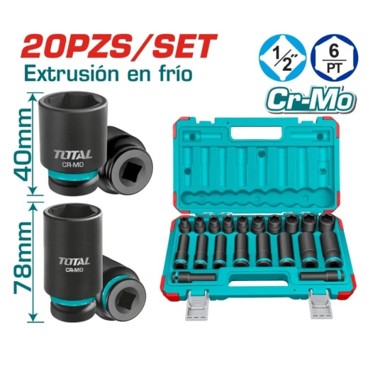 TOTAL SET DE DADOS DE IMPACTO TUBULARES 20PCS  THKISD12203L World Shop