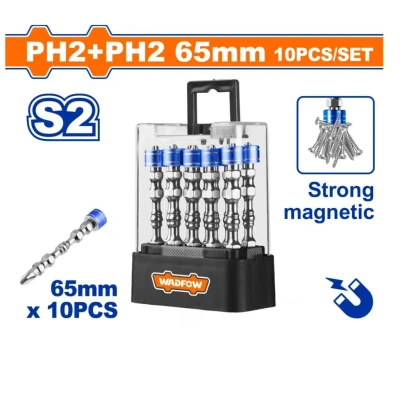 WADFOW  JUEGO DE PUNTAS DE DESTORNILLADOR MAGNÉTICO10PCS  65MM  WSV3B01 World Shop
