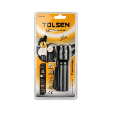 TOLSEN  LINTERNA LED CON FUNCIÓN DE ZOOM 3W 150 LUMENS   60033 World Shop