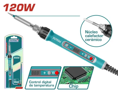 TOTAL SOLDADOR ELECTRICO CON CONTROL DE TEMPERATURA 120W  TET01610 World Shop