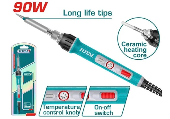 TOTAL SOLDADOR  ELECTRICO CON CONTROL DE TEMPERATURA 90W   TET01608 World Shop