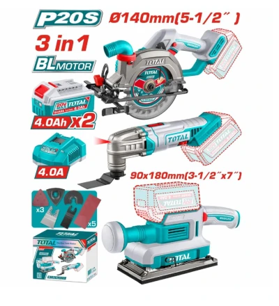 TOTAL COMBO 3PCS SIERRA CIRCULAR+ MULTIHERRAMIENTAS+ LIJADORA   TOSLI250781 World Shop