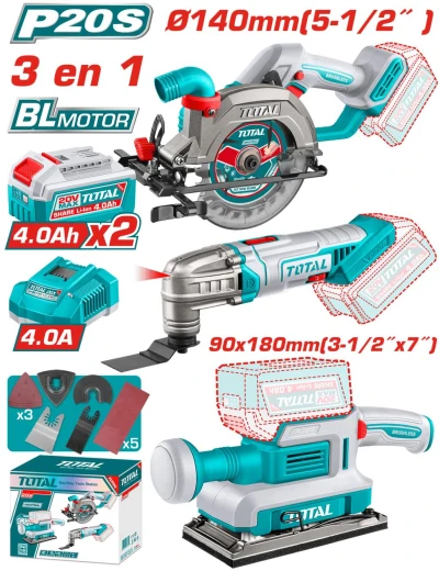 TOTAL COMBO 3PCS SIERRA CIRCULAR+ MULTIHERRAMIENTAS+ LIJADORA   TOSLI250781 World Shop