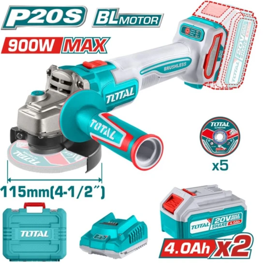 TOTAL  AMOLADORA 20V MOTOR BRUSHLESS 900W  TAGLI261522 World Shop