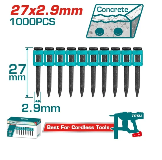 TOTAL CLAVOS PARA CLAVADORA DE CONCRETO 27MM  TAC02271 World Shop