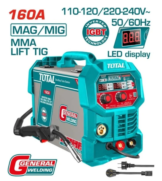 TOTAL MÁQUINA DE SOLDAR MAG/MIG /MMA /TIG 160A UTMGT16058 World Shop