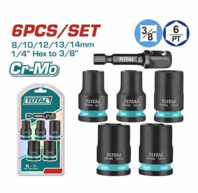 TOTAL JUEGO DE DADOS DE IMPACTO  3/8 6PCS  THKISD38062  World Shop