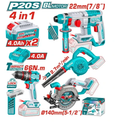 TOTAL COMBO 4PCS 20V  MOTOR SIN ESCOBILLAS  TOSLI250695 World Shop