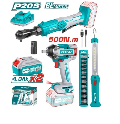 TOTAL COMBO 20V LLAVE DE IMPACTO + TRINQUETE + LÁMPARA  UTOSLI250981 World Shop