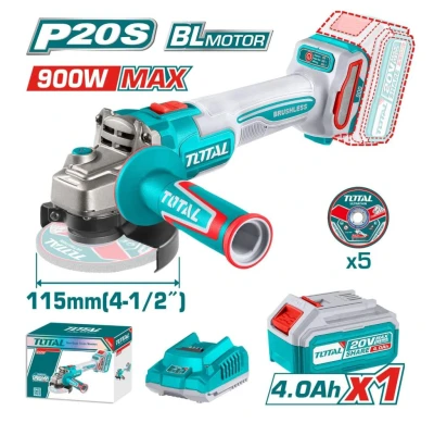 TOTAL AMOLADORA 20V UTAGLI261521 900W MOTOR SIN ESCOBILLAS  World Shop