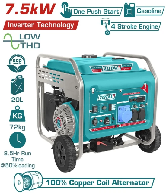TOTAL GENERADOR  A GASOLINA 7.5KW TP340006 World Shop