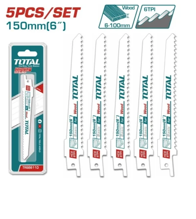 TOTAL HOJAS DE SIERRA SABLE PARA MADERA 5PCS  TRSB611D World Shop