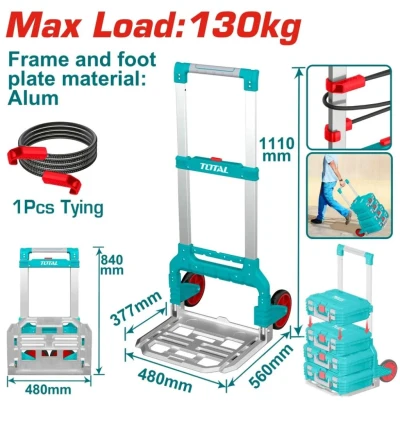 TOTAL CARRITO DE CARGA PLEGABLE 130KG  THWB61201  World Shop