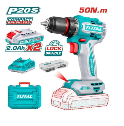 TOTAL TALADRO COMPACTO 20V 50NM  TDLI205062 MOTOR SIN ESCOBILLAS  World Shop