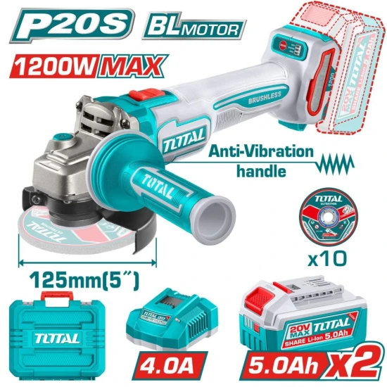 TOTAL  AMOLADORA 20V  TAGLI2120272 MOTOR SIN ESCOBILLAS  World Shop