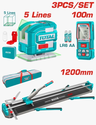 TOTAL  COMBO 3PCS DETECTOR + LASER + CORTADOR DE AZULEJOS  TOS250911 World Shop