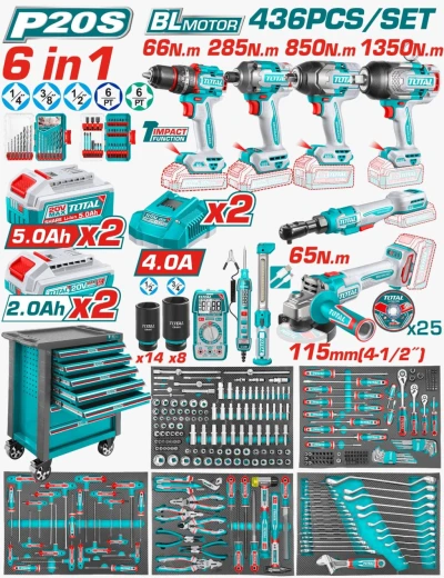 TOTAL JUEGO DE HERRAMIENTAS 20V  436PCS THPTCS84362  World Shop