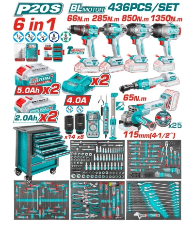 TOTAL JUEGO DE HERRAMIENTAS 20V  436PCS THPTCS84362  World Shop