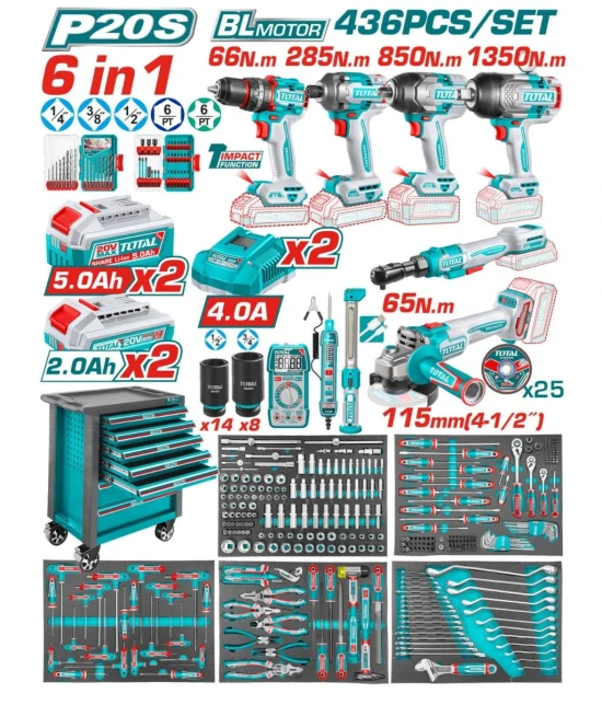 TOTAL JUEGO DE HERRAMIENTAS 20V  436PCS THPTCS84362  World Shop