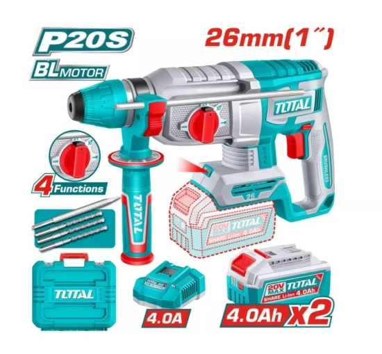 TOTAL MARTILLO PERFORADOR  20V  TRHLI262085 MOTOR SIN ESCOBILLAS  World Shop