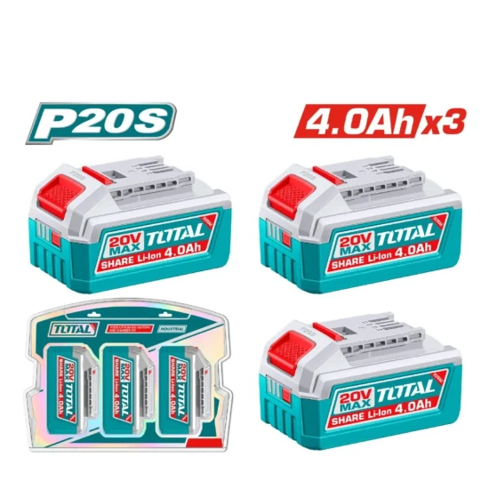 TOTAL SET DE  BATERIAS 3PCS  20V 4.0AH  TOSLI251296 World Shop