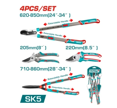 TOTAL TIJERAS DE PODAR  KIT 4PCS  THT1593401  World Shop