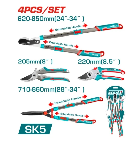TOTAL TIJERAS DE PODAR  KIT 4PCS  THT1593401  World Shop