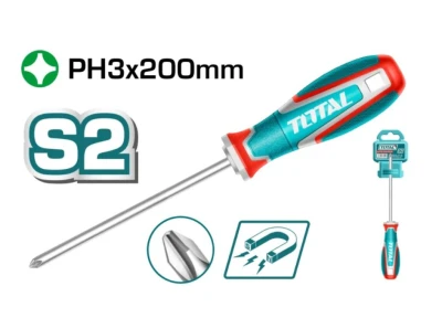 TOTAL DESTORNILLADOR PHILLIPS PUNTA MAGNÉTICA TSDPH3200 World Shop