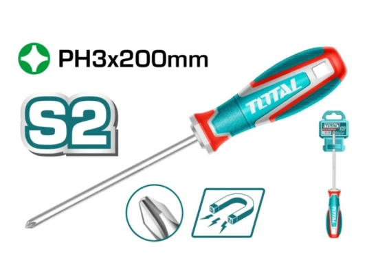 TOTAL DESTORNILLADOR PHILLIPS PUNTA MAGNÉTICA TSDPH3200 World Shop