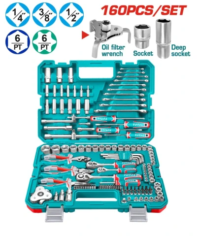 TOTAL  JUEGO DE HERRAMIENTAS COMBINADAS 160PCS  THKTHP61607  World Shop