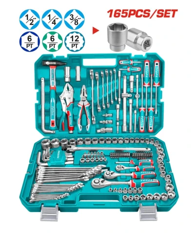 TOTAL JUEGO DE HERRAMIENTAS COMBINADAS 165PCS  THKTHP61657  World Shop