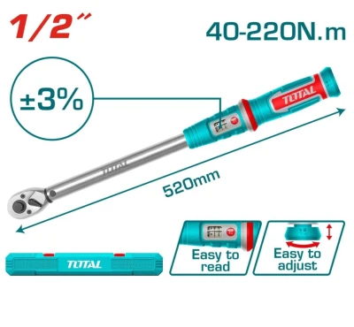 TOTAL LLAVE DE  DINAMOMÉTRICA 40-220NM  THPTW1220N6 World Shop