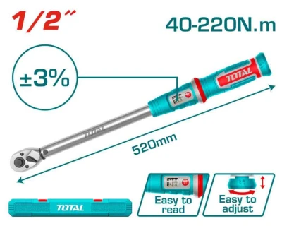 TOTAL LLAVE DE  DINAMOMÉTRICA 40-220NM  THPTW1220N6 World Shop