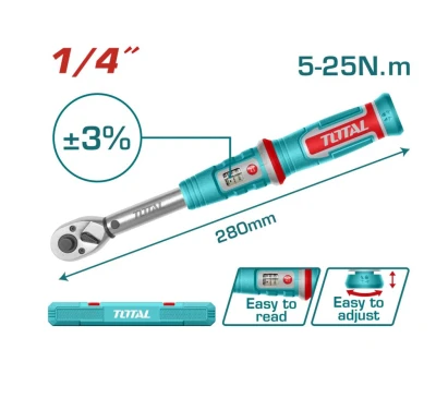 TOTAL LLAVE DINAMOMÉTRICA PREAJUSTABLE 5-25NM   THPTW1425N8 World Shop