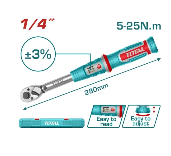 TOTAL LLAVE DINAMOMÉTRICA PREAJUSTABLE 5-25NM   THPTW1425N8 World Shop