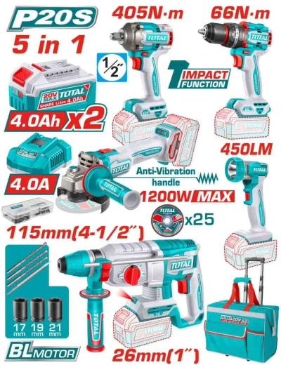 TOTAL COMBO 5PCS 20V TCKLI20595 World Shop