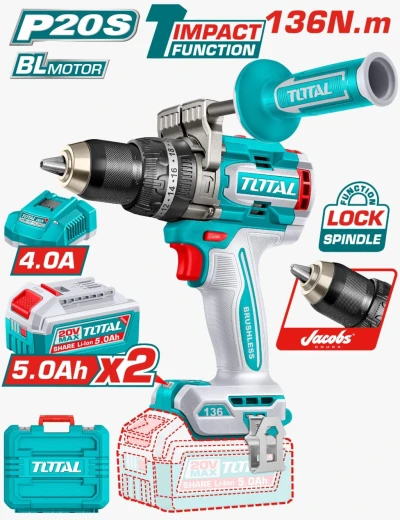 TOTAL TALADRO DE IMPACTO  20V TIDLI201368 136NM 2B  World Shop