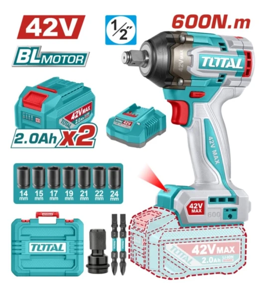 TOTAL LLAVE DE  IMPACTO  42V UTIWLI42602 60K 2BAT World Shop