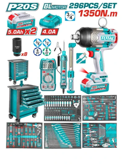 TOTAL JUEGO DE HERRAMIENTAS 296PCS  THPTCS82962  World Shop