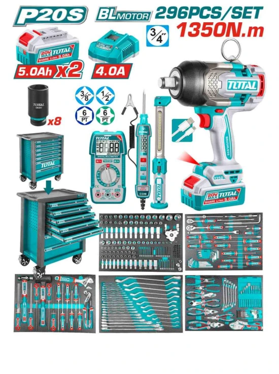 TOTAL JUEGO DE HERRAMIENTAS 296PCS  THPTCS82962  World Shop